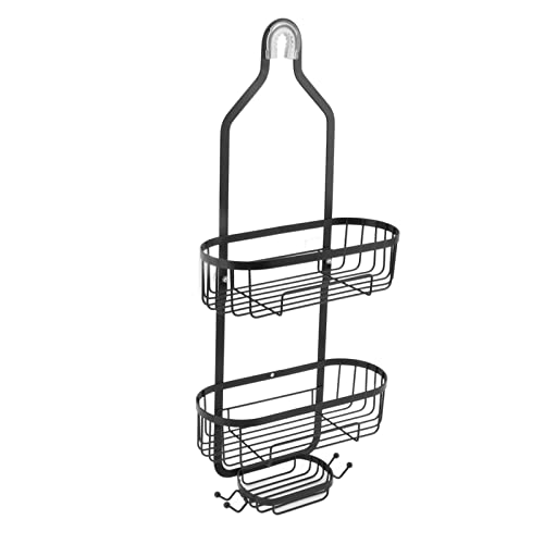 Duschablage, Wandmontage aus Metall Und Eisen, 2-lagige, Stanzfreie Badezimmerregale, Toilettenzubehör Für Küche, Schlafzimmer, Balkon(Schwarz) von Dussdote