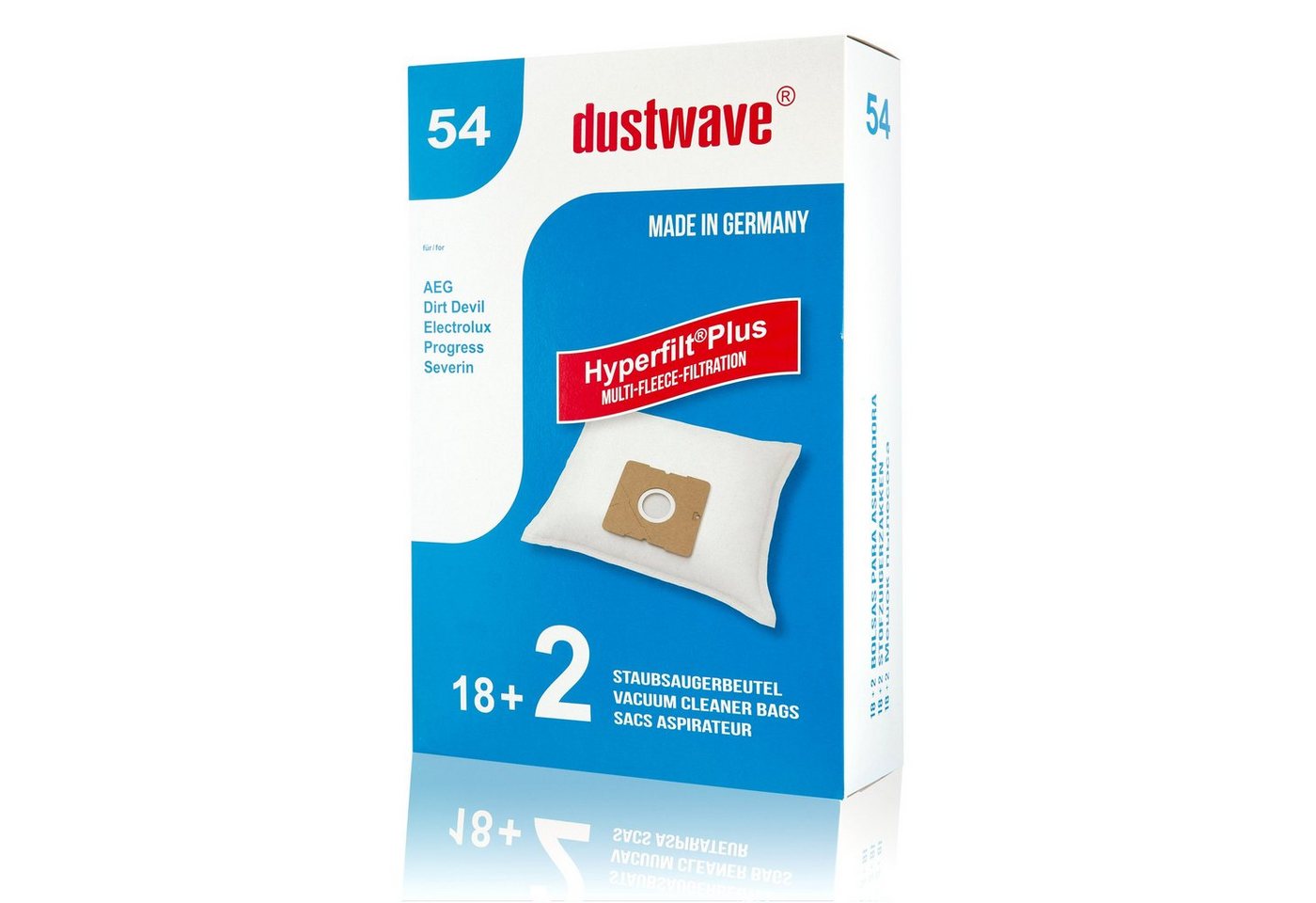 Dustwave Staubsaugerbeutel Megapack, passend für Aldi DIV 350 / DIV350, 20 St., Megapack, 20 Staubsaugerbeutel + 2 Hepa-Filter (ca. 15x15cm - zuschneidbar) von Dustwave