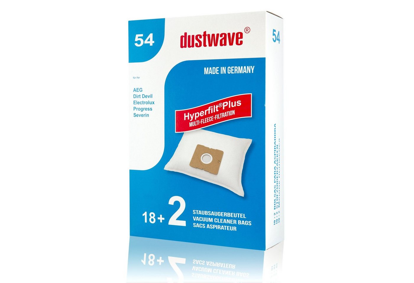 Dustwave Staubsaugerbeutel Megapack, passend für Bestron D 00013 / D00013, 20 St., Megapack, 20 Staubsaugerbeutel + 2 Hepa-Filter (ca. 15x15cm - zuschneidbar) von Dustwave