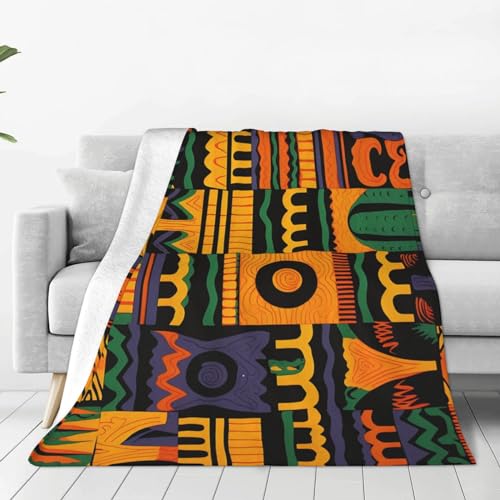 Überwurfdecke mit afrikanischem Ethno-Muster, leicht, weiche Flanelldecken, luxuriös, warme Fleecedecke für Bett, Couch, Sofa, 101,6 x 76,2 cm von Dwrepo