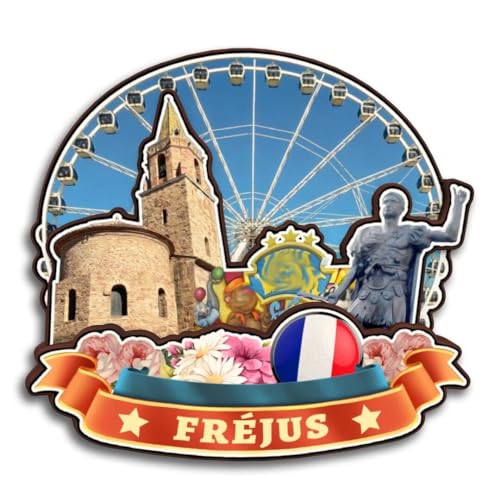 Fréjus Kühlschrankmagnet aus Holz, Motiv: Provence-Alpes-Côte d'Azur Frankreich, niedlich, 3D-Stadt-Reise, Souvenirs, Basteln, handgefertigt, Kühlschrank-Aufkleber, Zuhause, Whiteboard-Dekoration, von Dwutahcy