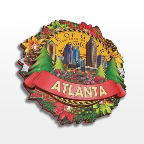 Dwutahcy Kühlschrankmagnet Atlanta, Georgia, USA, Amerika, 3D, Holz, Stadt, Reise, Souvenirs, handgefertigt, Handwerk, Kühlschrankmagnete, Aufkleber, Heimdekoration, Sammlung, Geschenk von Dwutahcy