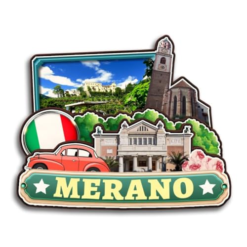 Kühlschrankmagnet aus Holz, Motiv: Meran, Trentino-Südtirol, Italien, lustig, 3D, handgefertigt, Stadt, Reise, Souvenirs, Basteln, Kühlschrankaufkleber, Heimbüro, Dekoration, Sammlung, Geschenk von Dwutahcy