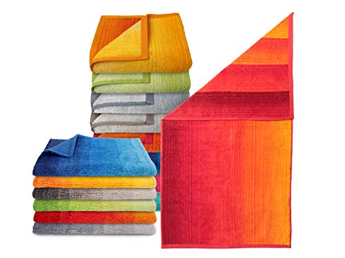 Bio-Badezimmerserie „Colori“ - erhältlich als Handtuchserie und als Badteppichserie in 8 brillanten Farbkombinationen, Duschtuch 70 x 140 cm, rot von Dyckhoff