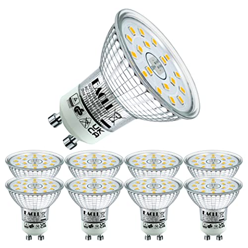 EACLL 8er-Pack GU10 LED 4000K 4.9W Ersetzt 75W Halogen Leuchtmittel, Neutralweiss 585 Lumen Birnen, AC 230V Flimmerfrei Strahler, Abstrahlwinkel 120 Grad Spot, Nicht Dimmbar Reflektorlampen von EACLL