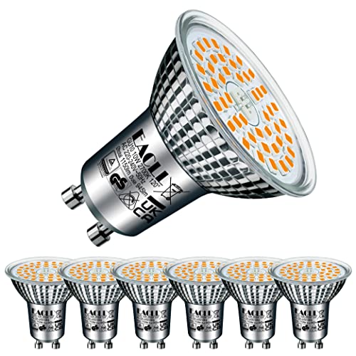 EACLL GU10 LED Warmweiss 10W Ersetzt 125W Halogen Leuchtmittel, 6er-Pack. 945 Lumen 2700K Birnen, AC 230V Flimmerfrei Strahler, Abstrahlwinkel 120 Grad Spot, Nicht Dimmbar Reflektorlampen von EACLL