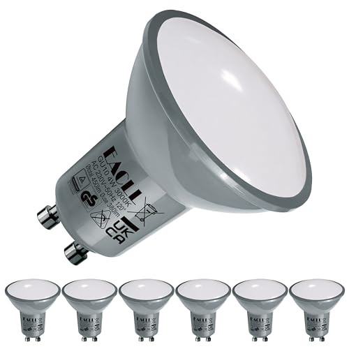 EACLL GU10 LED Warmweiss 4W Ersetzt 50W Halogen Leuchtmittel, 6er-Pack. 450 Lumen 3000K Birnen, AC 230V Flimmerfrei Strahler, Abstrahlwinkel 120° Spot, Nicht Dimmbar Reflektorlampen von EACLL