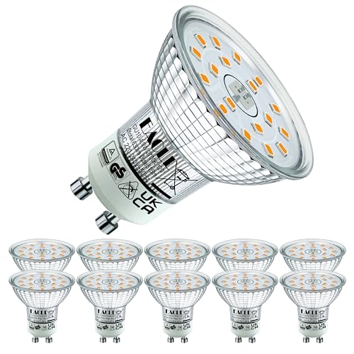 EACLL GU10 LED Warmweiss 4.9W Ersetzt 70W Halogen Leuchtmittel, 10er-Pack. 515 Lumen 2700K Birnen, AC 230V Flimmerfrei Strahler, Abstrahlwinkel 120° Spot, Nicht Dimmbar Reflektorlampen von EACLL