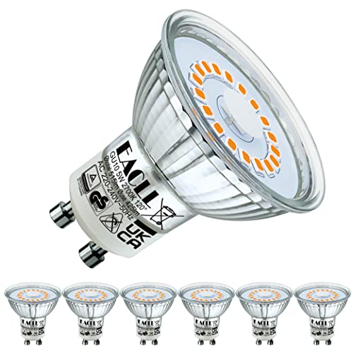 EACLL GU10 LED Warmweiss 5W Ersetzt 55W Halogen Leuchtmittel, 6er-Pack, 425 Lumen 2700 Kelvin Birnen, AC 230V Flimmerfrei Strahler, Abstrahlwinkel 120° Spot, Nicht Dimmbar Reflektorlampen von EACLL