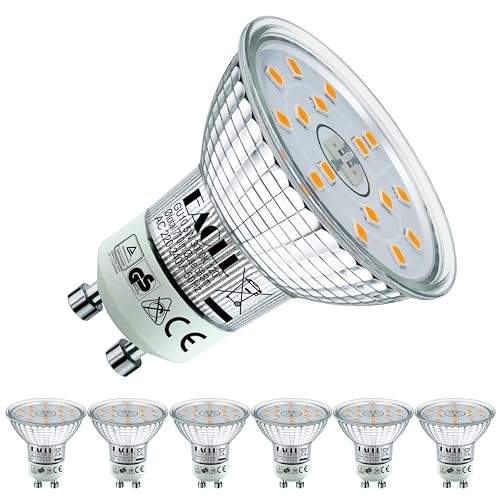 EACLL GU10 LED Warmweiss 5W Ersetzt 55W Halogen Leuchtmittel, 6er-Pack. 425 Lumen 2700K Birnen, AC 230V Flimmerfrei Strahler, Abstrahlwinkel 120° Spot, Nicht Dimmbar Reflektorlampen von EACLL