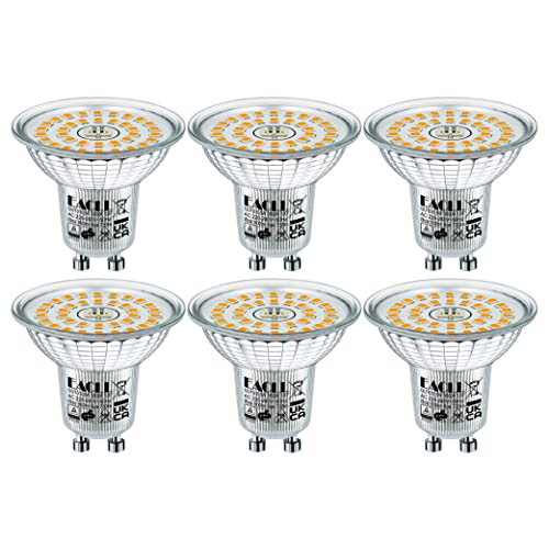 EACLL GU10 LED 6.5W Warmweiss Ersetzt 100W Halogen Leuchtmittel, 3000K 730 Lumen Birnen, AC 230V Flimmerfrei Strahler, Abstrahlwinkel 120° Spot, Nicht Dimmbar Kürzer Reflektorlampen, 6er-Pack von EACLL