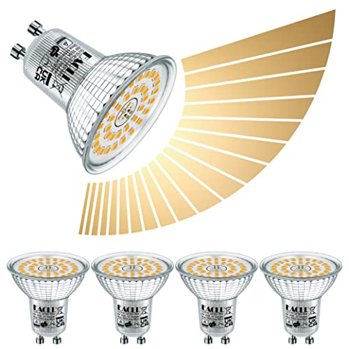 EACLL GU10 LED Warmweiß 6W Stufenlos Dimmbar Leuchtmittel, 4er-Pack, 585 Lumen 3000K Birnen, AC 230V Flimmerfrei Strahler, Abstrahlwinkel 120 ° Spot, Kontinuierlich Dimmen über Dimmer von EACLL