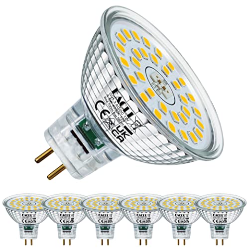 EACLL GU5.3 LED 4000K 6.5W Ersetzt 60W MR16 Halogen Leuchtmittel, 6er-Pack. Neutralweiß 700 Lumen Birnen, AC/DC 12V Flimmerfrei Strahler, Abstrahlwinkel 120° Spot, Nicht Dimmbar Reflektor Lampen von EACLL