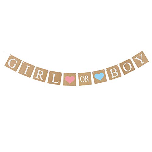 EASY JOY Babyparty Girlande Girl or Boy Babyshower Banner Braun Gender Reveal Party Taufe Dekoration (Girl or Boy) von EASY JOY