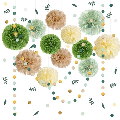 EASY JOY Salbei Seidenpapier Pompons Deko für Hochzeit Geburtstag Gartenparty Deko von EASY JOY