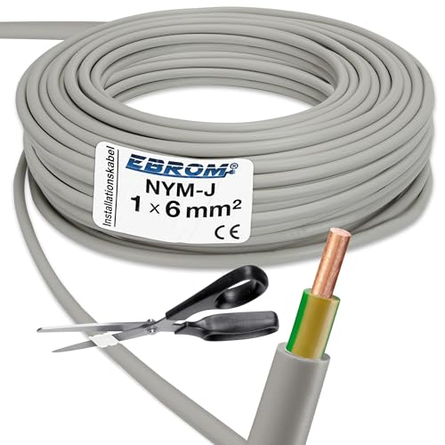 EBROM Mantelleitung Erdungskabel Erdungsleitung GRAU NYM-J 1x6 mm² - Meterware auf den Meter genau - Auswahl in 1 Meter Schritten - Ihre Auswahl: 6 mm2 - Länge: 42 Meter EBROM Mantelleitung Erdungskabel Erdungsleitung GRAU NYM-J 1x6 mm² - Meterware auf den Meter genau - Auswahl in 1 Meter Schritten - Ihre Auswahl: 6 mm2 - Länge: 42 Meter von EBROM