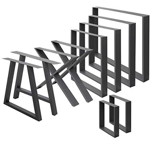 ECD Germany 2er Set Tischbeine X-Design X-Form, 60 x 72 cm, Anthrazit, pulverbeschichtete Stahl, Industriedesign, Metall Tischkufen Tischuntergestell Tischgestell Möbelfüße, für Esstisch Schreibtisch von ECD Germany