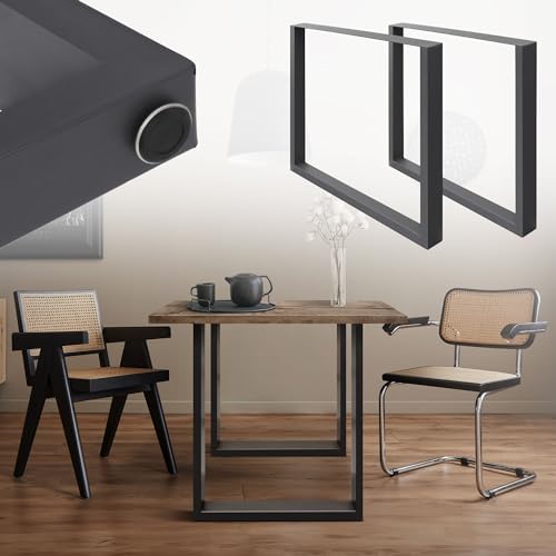 ECD Germany 2x Tischbeine aus Vierkantprofilen, 70 x 72 cm, Anthrazit, pulverbeschichtete Stahl, Industriedesign, Metall Tischkufen Tischuntergestell Tischgestell Möbelfüße, für Esstisch Schreibtisch von ECD Germany