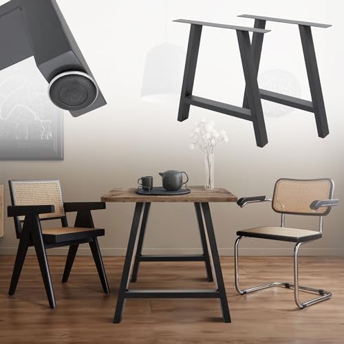 ECD Germany 2x Tischbeine A-Form A-Design, 70 x 72 cm, Anthrazit, aus pulverbeschichtetem Stahl, Industriedesign, Metall Tischkufen Tischuntergestell Tischgestell Möbelfüße, für Esstisch Schreibtisch von ECD Germany
