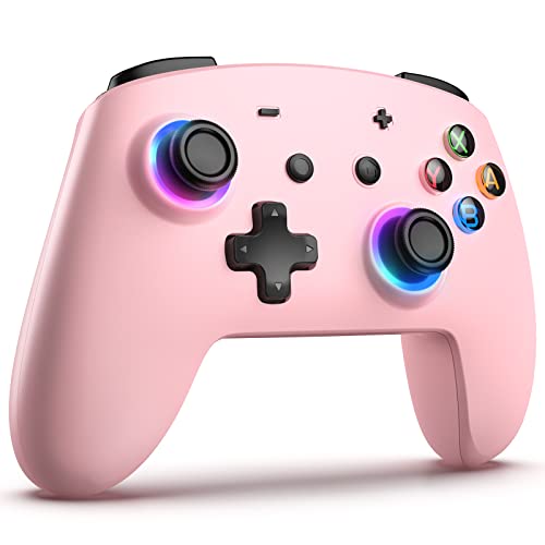 Switch Controller für Switch/OLED/Lite, Switch Pro Controller, 9 LEDs Wireless Controller Kabellos mit Turobo, Aufwachen, SYNC, 6-Achsen Gyroskop, Makro, Präzise Steuerung-Rosa von ECHTPower