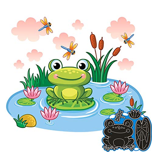 ECMQS Frosch Lotus Teich Stanzschablone, Scrapbooking Prägeschablonen Stanzformen Schablonen Für Scrapbooking, Fotopapier, Karten, Handwerk Prägen DIY Herstellung von ECMQS