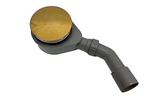 ECOLAM Ablaufgarnitur für Duschwanne Gold extra flach 58 mm Siphon Ø 90 mm Ablauf Jano 7302S golden von ECOLAM