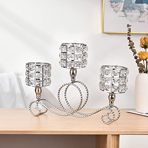 ECOM King Kerzenständer Silber Kristall kerzenhalter Retro 3 Teiliger Röhrenkerzenhalter Moderner Kerzenhalter für Weihnachten Halloween Hochzeit Abendessen Dekoration, Geschenk-Box-Paket von Fullvaseer