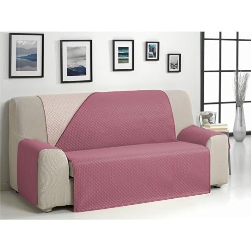 ECOMMERC3 Wende-Sofabezug für 2-Sitzer-Sofa, extra weich und maximale Anpassung, Farbe: Aubergine/Lachs von ECOMMERC3