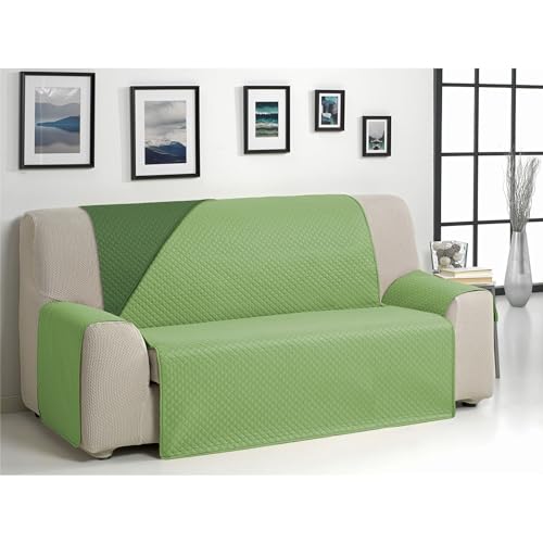 ECOMMERC3 Wende-Sofabezug für 2-Sitzer-Sofa, extra weich und maximale Anpassung, Grün/Flasche von ECOMMERC3