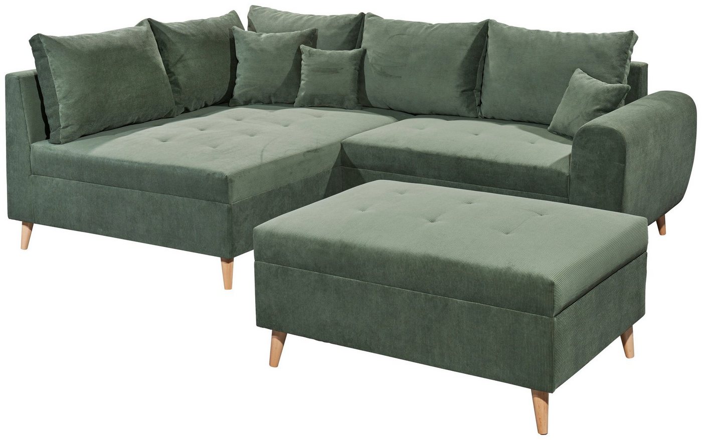 ED EXCITING DESIGN Ecksofa Calanda L-Form, mit Hocker, frei im Raum stellbar, Rücken- und Zierkissen von ED EXCITING DESIGN