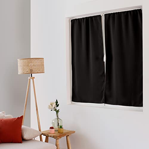 ED Enjoy Home - Vorhang – Polyester – 60 x 120 cm – Schwarz – Kollektion Basic – fertig zum Aufhängen – waschbar bei 30 °C – für alle Räume – Bettwäsche – Vorhänge von ED ENJOY HOME