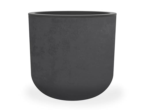 EDA - Runder Topf 40 cm Basalt'Up 32,5 l – Dekor Beton-Imitat – einwandig – Wasserspeicherbereich – Ø 38,5 x H.36,8 cm – Anthrazitgrau von EDA