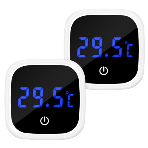 EEEKit 2 Stück Aquarium Thermometer Digital LED-Anzeige Temperaturmessgerät Aquarium, Stick-on Fisch Tank Thermometer mit Berührungstaste für Aquarien, Reptilien (℃) von EEEKit