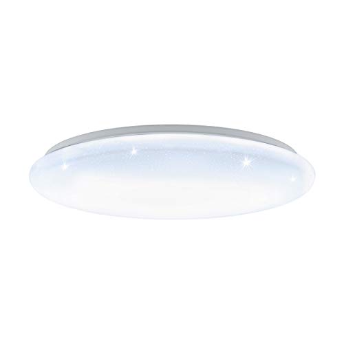 EGLO LED Deckenlampe Giron-S, 1 flammige Deckenleuchte mit Sternenhimmel-Effekt, Material: Stahl, Kunststoff, Farbe: Weiß, Ø: 57 cm, dimmbar, Weißtöne per Fernbedienung einstellbar von EGLO