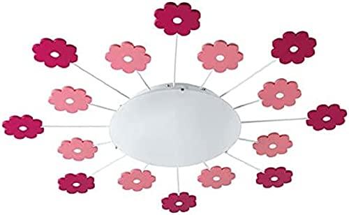 EGLO Deckenlampe Viki 1, 1 flammige Kinderzimmer Wandlampe, Deckenleuchte aus Metall in Pink und satiniertes Glas in Weiß, E27 Fassung von EGLO