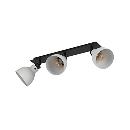 EGLO Deckenstrahler Matlock, 3-flammige Deckenlampe mit schwenkbaren Spots, Deckenleuchte Industrial Design aus Metall in Schwarz und Grau, Deckenspot mit E27 Fassung von EGLO