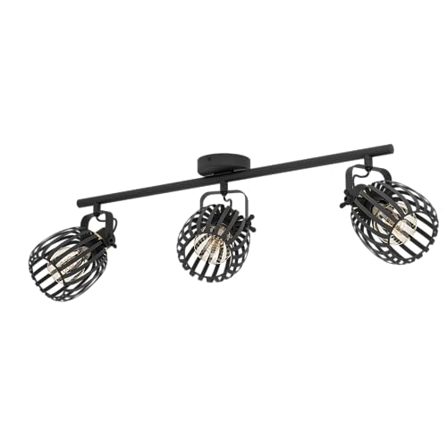 EGLO Deckenstrahler Segovia, 3-flammige Deckenlampe mit schwenkbaren Spots, Deckenleuchte aus Metall in Schwarz und Messing-gebürstet, Deckenspot mit E27 Fassung von EGLO