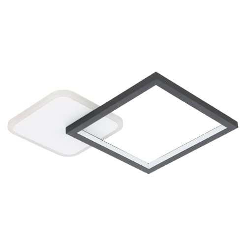 EGLO LED Deckenlampe Gafares, dimmbare Deckenleuchte mit Fernbedienung, quadratische Wohnzimmerlampe aus Aluminium und Stahl in weiß und schwarz, Lampe Decke warmweiß-kaltweiß von EGLO