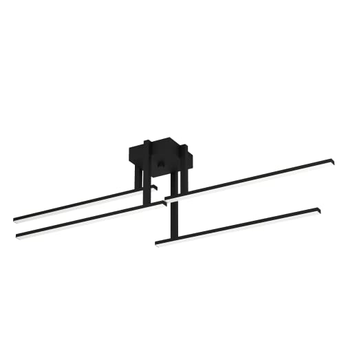 EGLO LED Deckenleuchte Ipolitto, Deckenlampe minimalistisch, Wohnzimmerlampe aus Aluminium und Kunststoff, Flurlampe in Schwarz, Weiß, Küchenlampe warmweiß, L 99,5 cm von EGLO