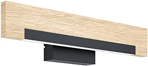 EGLO LED Wandlampe Camacho, 1 flammige Wandleuchte dimmbar, Wandstrahler innen aus Stahl, Holz und Kunststoff, Wohnzimmerlampe, Flurlampe in Schwarz, Natur, Weiß von EGLO