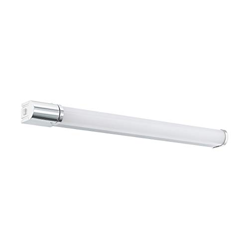 EGLO LED Wandlampe Tragacete 1, 1 flammige LED Spiegelleuchte mit Steckdose, Wandleuchte aus Aluminium und Kunststoff, Badezimmer Lampe in Chrom, Weiß, LED Feuchtraumleuchte, IP 44 von EGLO