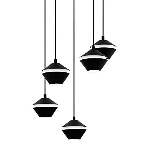 EGLO Pendelleuchte Perpigo, 5 flammige Hängelampe, Hängeleuchte aus Stahl in Schwarz, Esstischlampe, Wohnzimmerlampe hängend mit GU10 Fassung, Ø 55,5 cm von EGLO