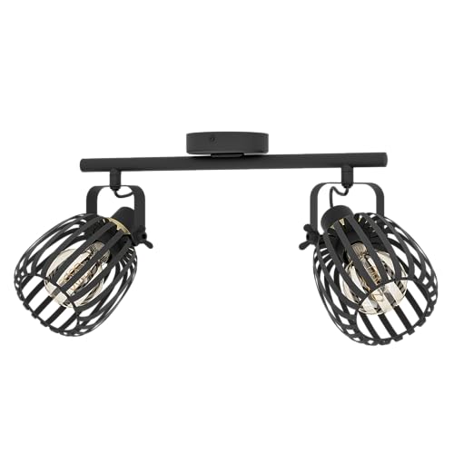 EGLO Deckenstrahler Segovia, 2-flammige Deckenlampe mit schwenkbaren Spots, Deckenleuchte aus Metall in Schwarz und Messing-gebürstet, Deckenspot mit E27 Fassung von EGLO