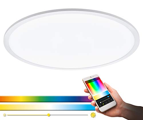 EGLO connect LED Deckenleuchte SARSINA-C Panel, Smart Home Deckenlampe, Material: Aluminium, Kunststoff, Farbe: Weiß, Ø 59,5 cm, inkl. Fernbedienung, dimmbar, Weißtöne und Farben einstellbar von EGLO
