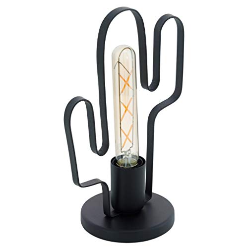 EGLO Tischlampe Coldfield, 1 flammige Tischleuchte Vintage, Retro, Nachttischlampe aus Stahl, Wohnzimmerlampe in Schwarz, Kaktus Lampe mit Schalter, E27 Fassung von EGLO