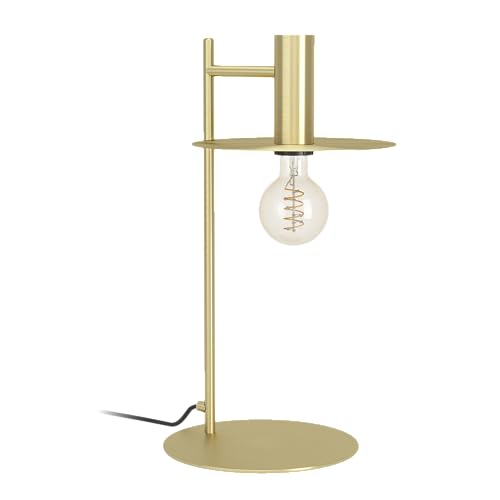 EGLO Tischlampe Escandell, elegante Nachttischlampe, Tischleuchte aus Metall in Messing-gebürstet, Tisch-Lampe für Wohnzimmer und Schlafzimmer, E27 Fassung von EGLO