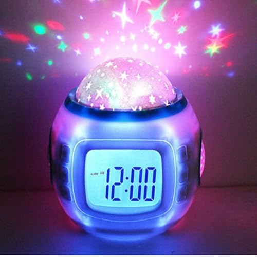 EHOTER 3-in-1 LED Sternenhimmel Projektor Wecker mit Musik Sternenhimmel Nachtlicht Projektor Reise Uhr Batteriebetriebene Nachttischlampe Schlafzimmer Home Dekoration Desktop Ornament Geschenk von EHOTER