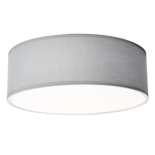 EINLICHT Deckenleuchte rund Ø 30cm | Fabric | moderne Deckenlampe Stoff für 1-Flammig E27 40W Lampenschirm Schlafzimmer Wohnzimmer Stoffschirm, Blaugrau von EINLICHT