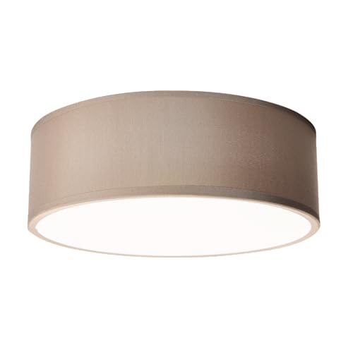 EINLICHT Deckenleuchte rund Ø 30cm | Fabric | moderne Deckenlampe Stoff für 1-Flammig E27 40W Lampenschirm Schlafzimmer Wohnzimmer Stoffschirm, Taupe Braun von EINLICHT