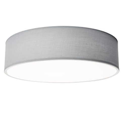 EINLICHT Deckenleuchte rund Ø 38cm | Fabric | moderne Deckenlampe Stoff für 2-Flammig E27 40W Lampenschirm Schlafzimmer Wohnzimmer Stoffschirm, Blaugrau von EINLICHT